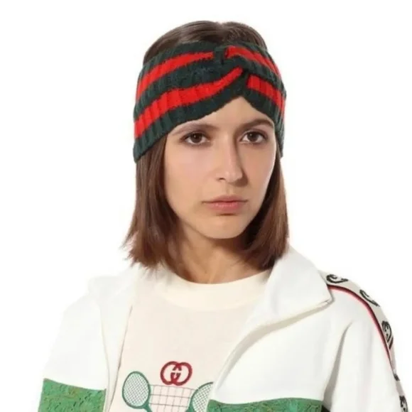 Gucci Red and Green Striped Hair Accessory